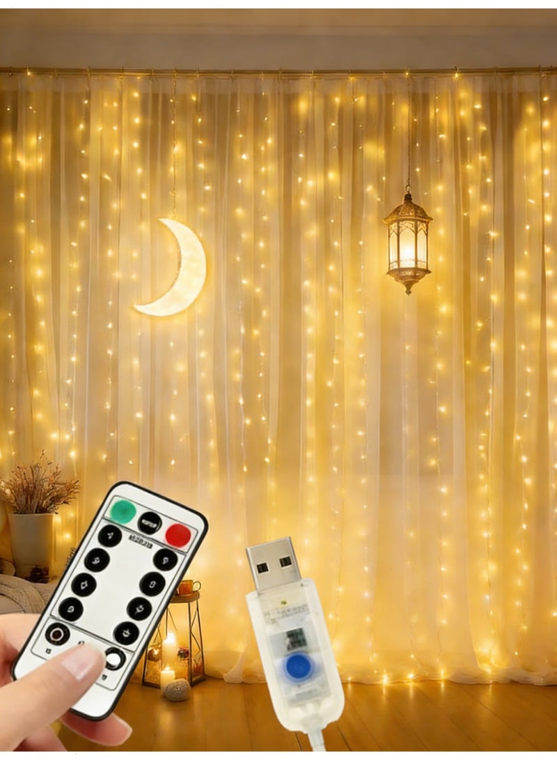 Yoawllty Ramadan Lights, Ramadan Decorations, Ramadan Curtain String Hanging LED Lights for Home Wall Outdoor Indoor Backdrop Window(6.5 * 6.5ft) - Image 4